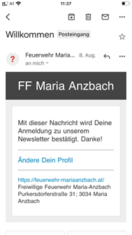 Anmeldung zum Newsletter der FF Maria Anzbach
