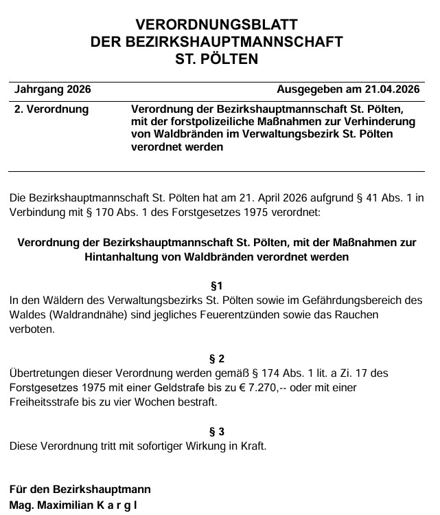 Waldbrandverordnung 2026